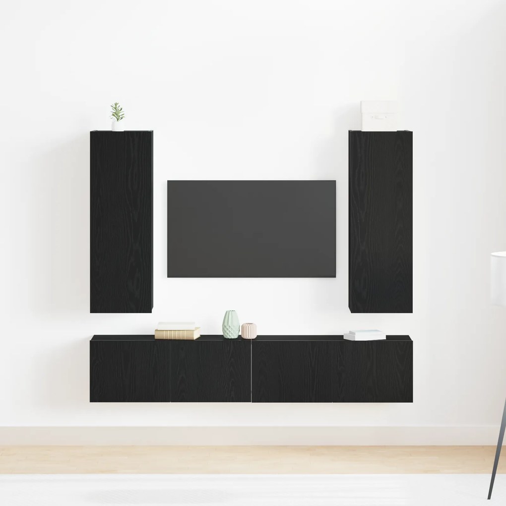 Conjunto de Estante de TV vidaXL com 4 Peças Montadas na Parede em Mad