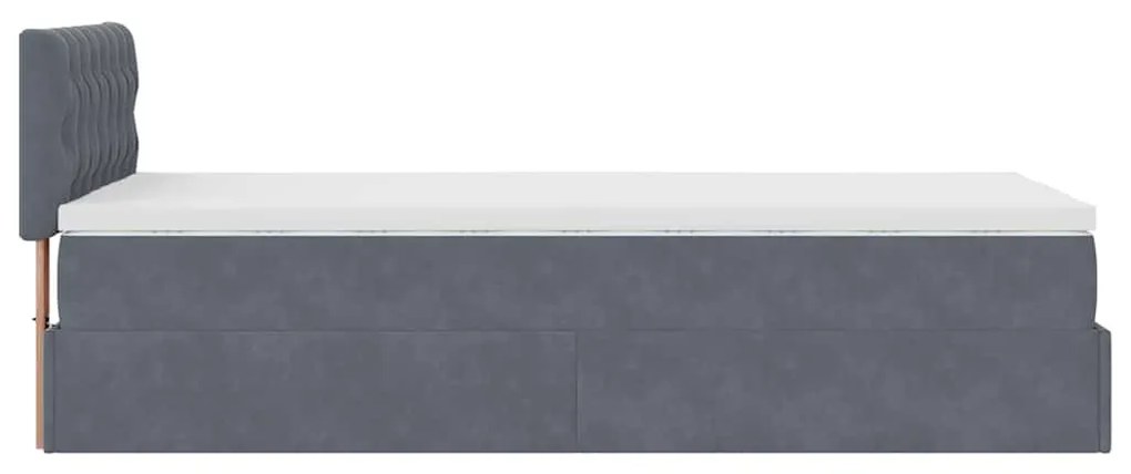 Estrutura cama otomana colchão 80x200 cm veludo cinzento escuro