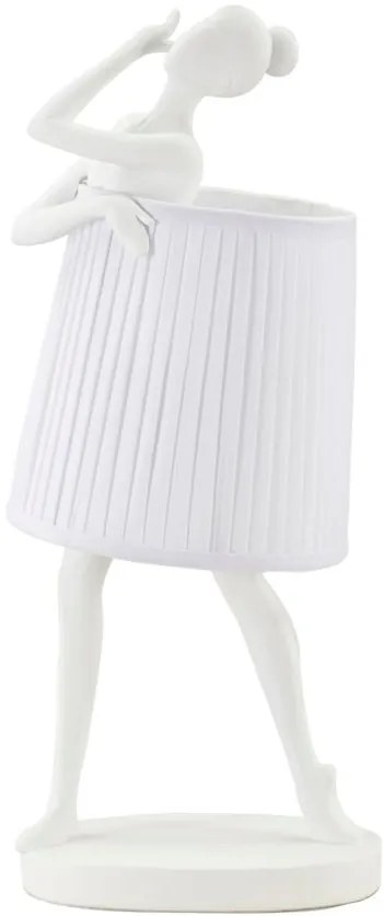 Candeeiro de Mesa "Ballet" — Ø 29x25x62,5 cm — Resina Branca e Abat-jo