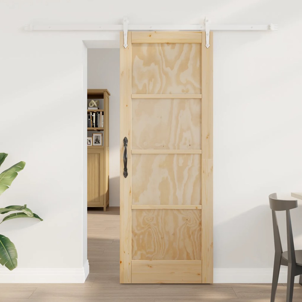 Porta Deslizante vidaXL com Conjunto de Hardware 73.5x198.5 cm Madeira Maciça Pinus