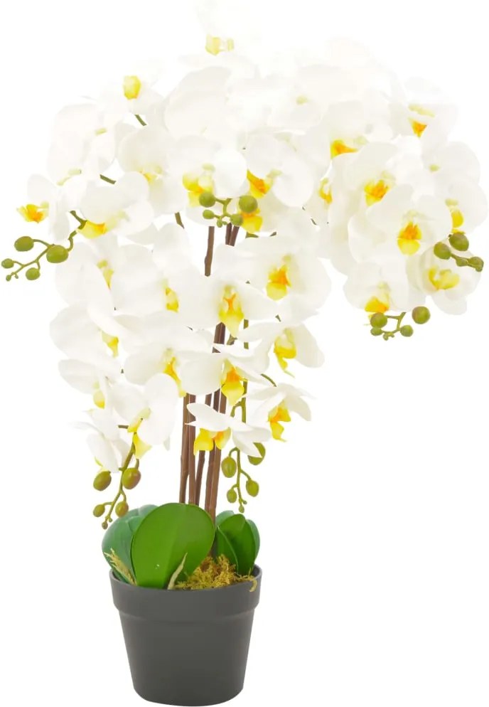 Planta orquídea artificial com vaso 60 cm branco