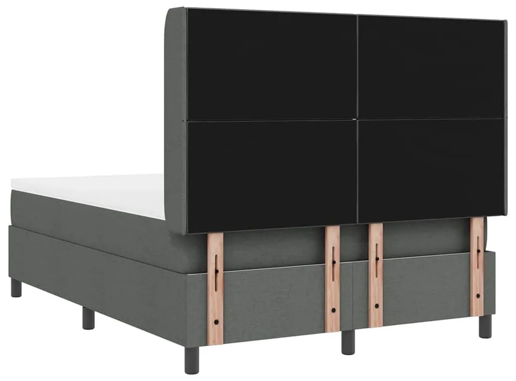 Cama Box com Colchão e LED Cinza Escuro, 140x200 cm em Tecido