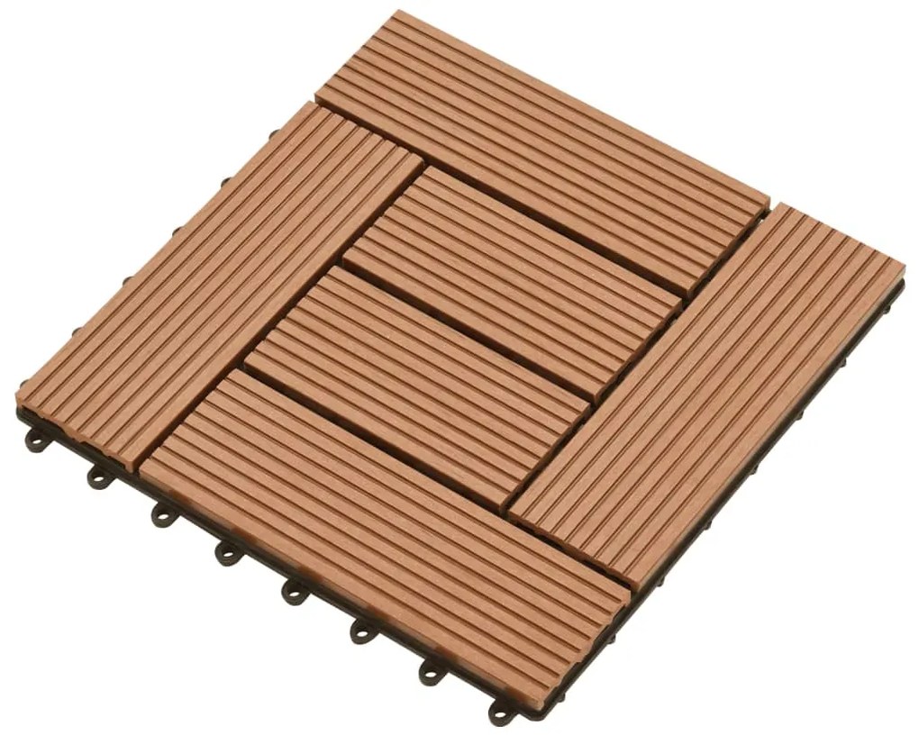 Conjunto 11 azulejos WPC para plataforma castanho 30x30 cm