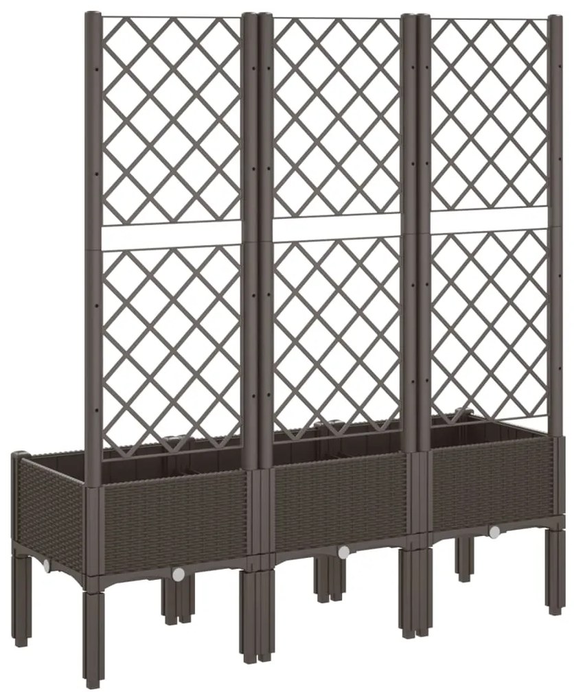 Vaso/floreira de jardim c/ treliça 120x40x142 cm PP castanho