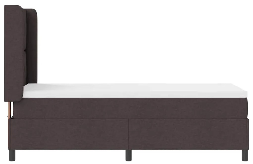 Cama Box com Colchão e LED Castanho Escuro 80x200 cm, Tecido