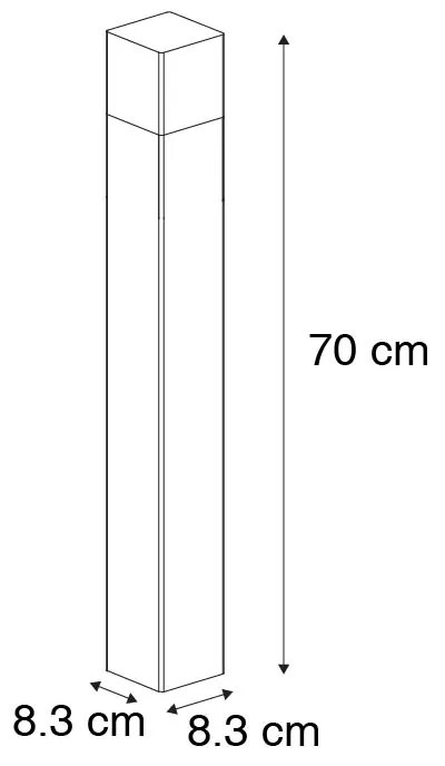 Candeeiro de pé exterior preto 70 cm IP44 com vidro fumê - Denmark Moderno
