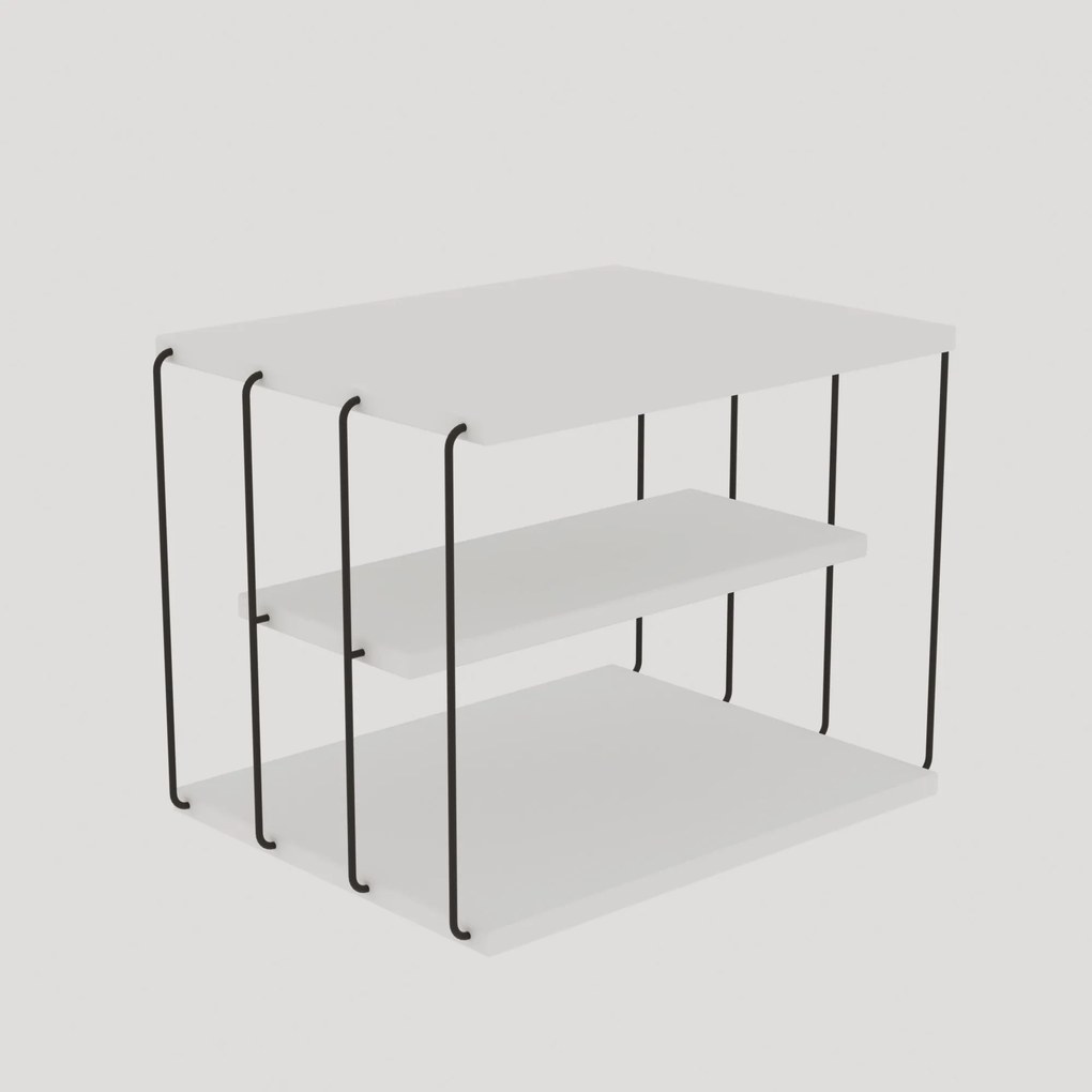 Mesa de Apoio Lifon – Branco/Preto – 50x33x40 cm
