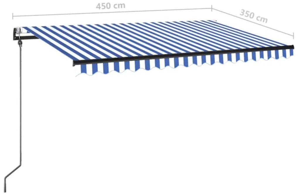 Toldo retrátil automático 450x350 cm azul e branco
