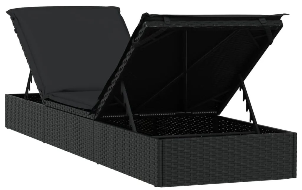Espreguiçadeira com mesa vime PE preto
