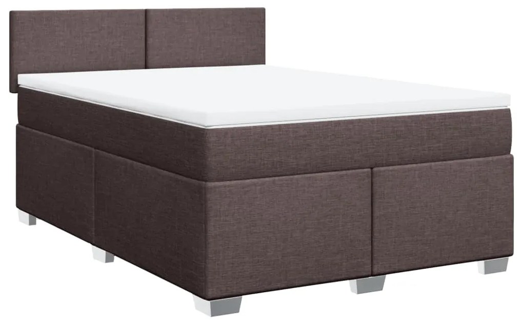 Cama com molas/colchão 140x200 cm tecido castanho-escuro