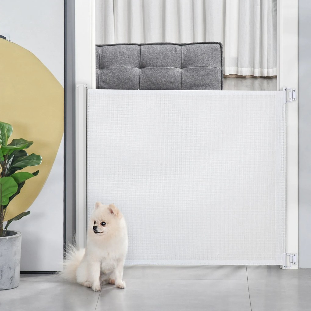 PawHut Barrera para Cães Retrátil Porta para Cães Dobrável com Largura
