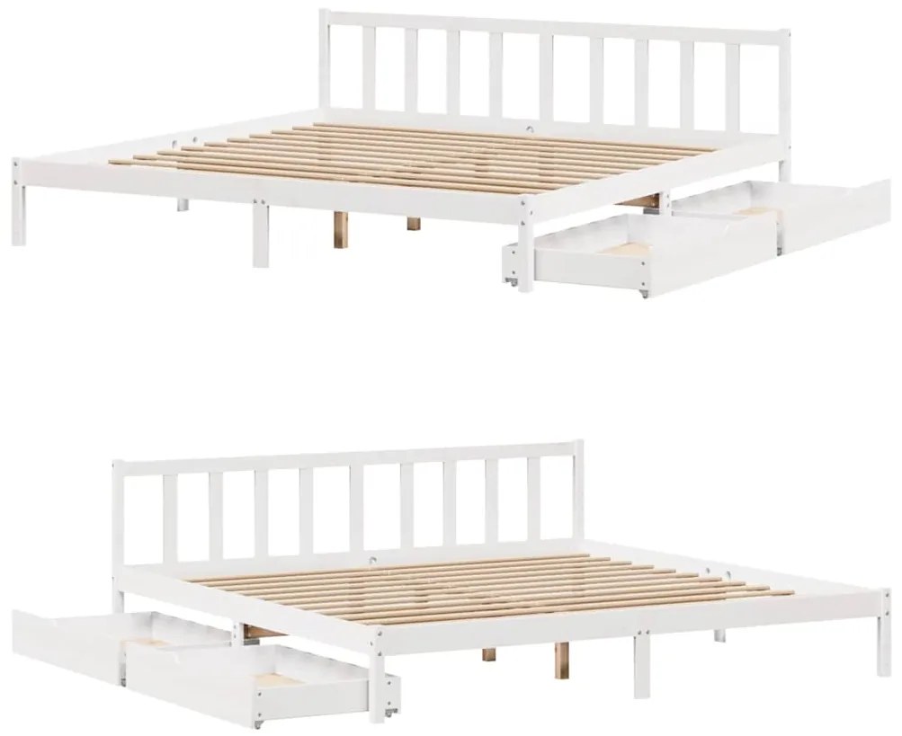 Cama sem colchão 180x200 cm madeira de pinho maciça branco