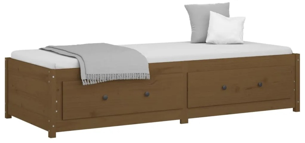 Sofá-cama de solteiro 90x190 cm pinho maciço castanho mel
