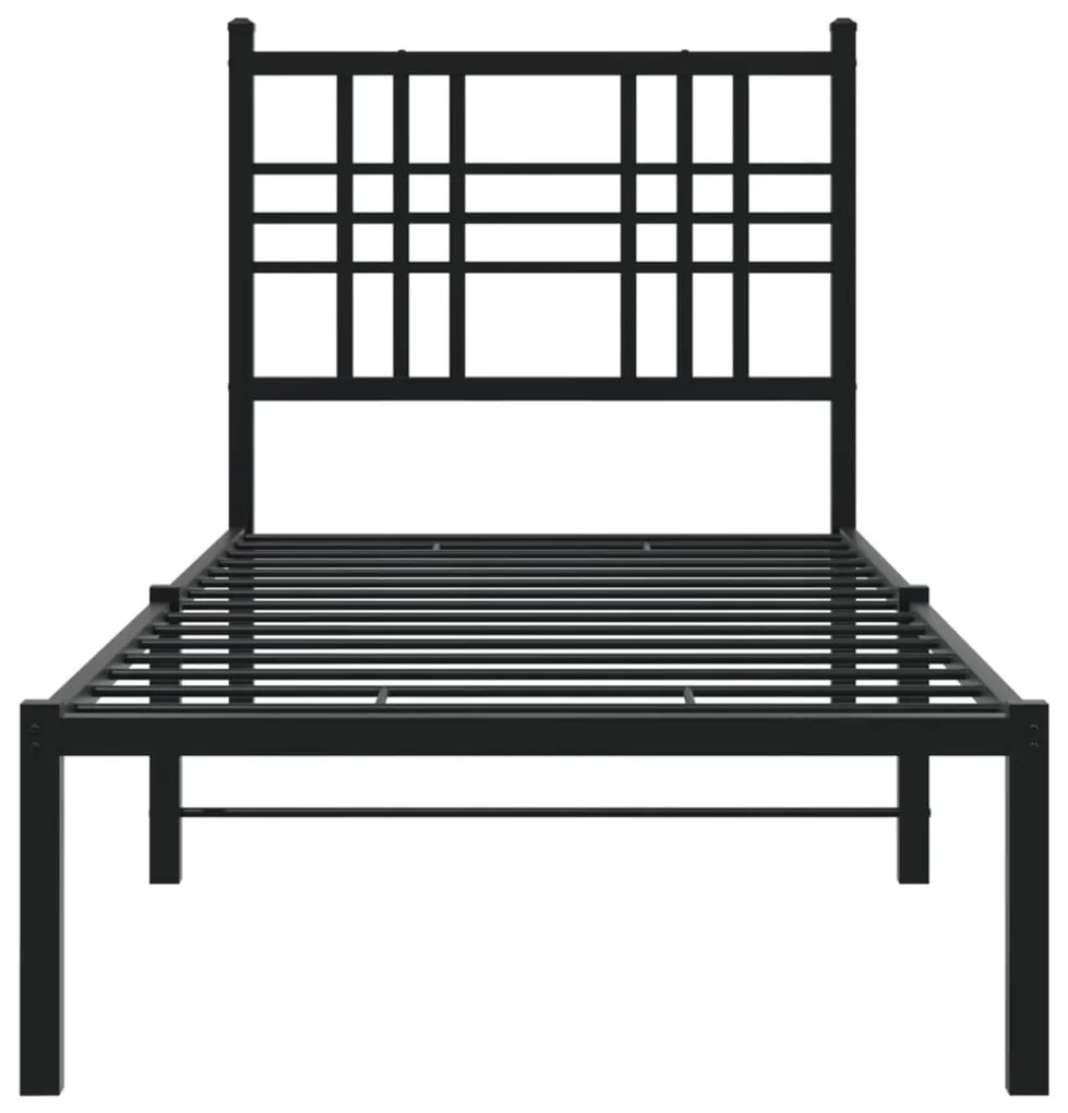 Estrutura de cama metal s/ colchão c/ cabeceira 75x190 cm preto