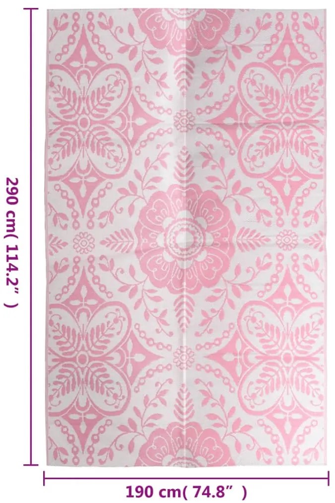 Tapete de exterior 190x290 cm ARAKIL PP cor-de-rosa