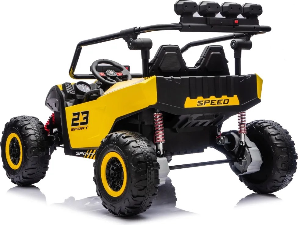Buggy elétrico para Crianças 24V, 4x200W, 2 lugares TURBO 23, Rodas Espuma EVA, Assento Couro ecológico Amarelo
