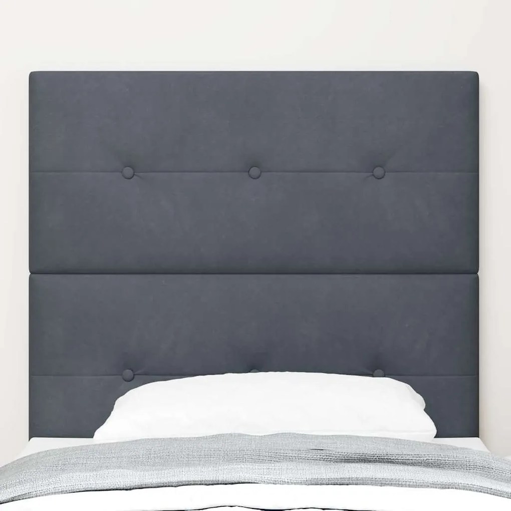 Cabeceira LED vidaXL Cinza Escuro 90 cm Veludo