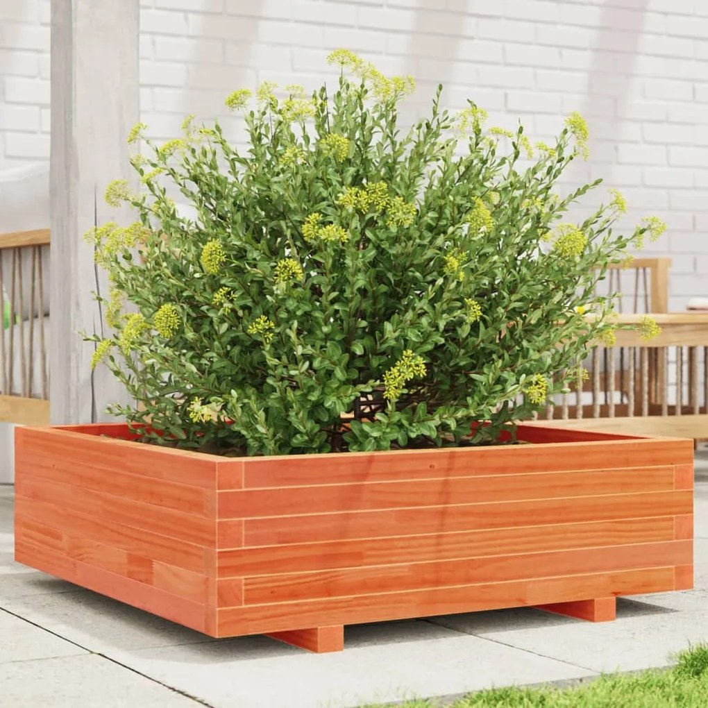 Vaso/floreira de jardim 80x80x26,5 cm pinho maciço castanho-mel