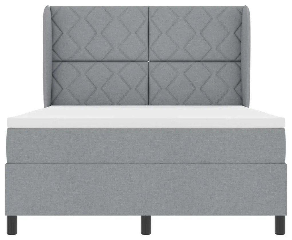 Cama box com colchão - cinza claro, 160 x 200 cm, tecido