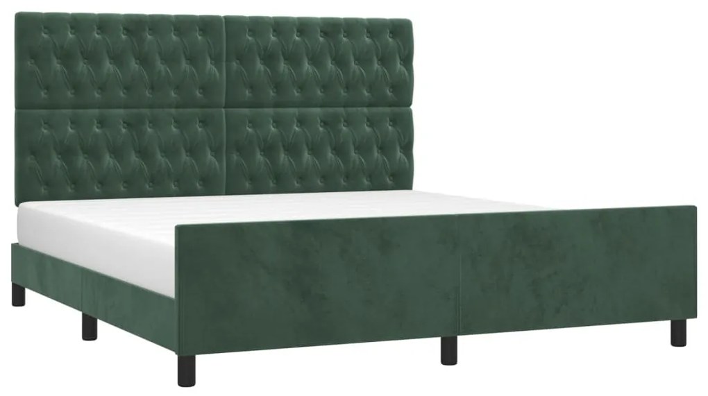 Estrutura de cama c/ cabeceira 180x200 cm veludo verde-escuro
