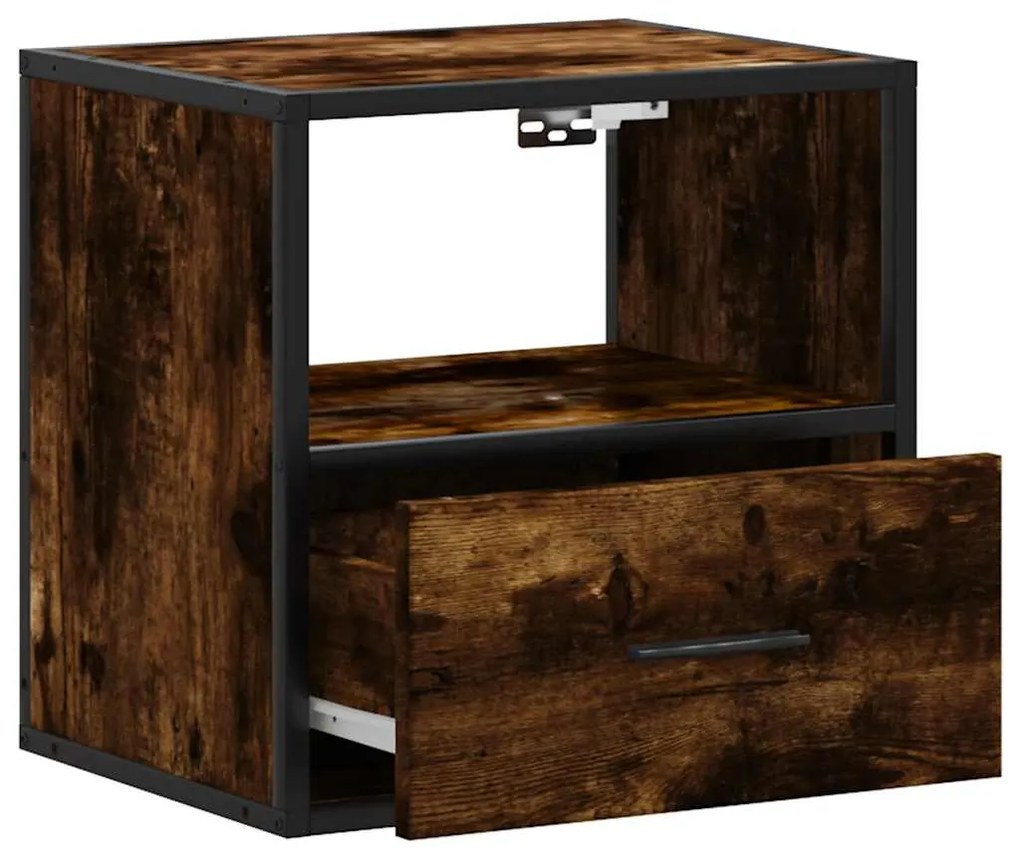 Mesa de cabeceira de parede 40x31x39,5 cm carvalho fumado
