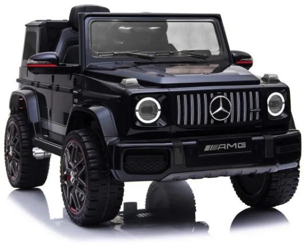 Carro elétrico para crianças 12V Mercedes G63 pneus de borracha, banco de couro Preto