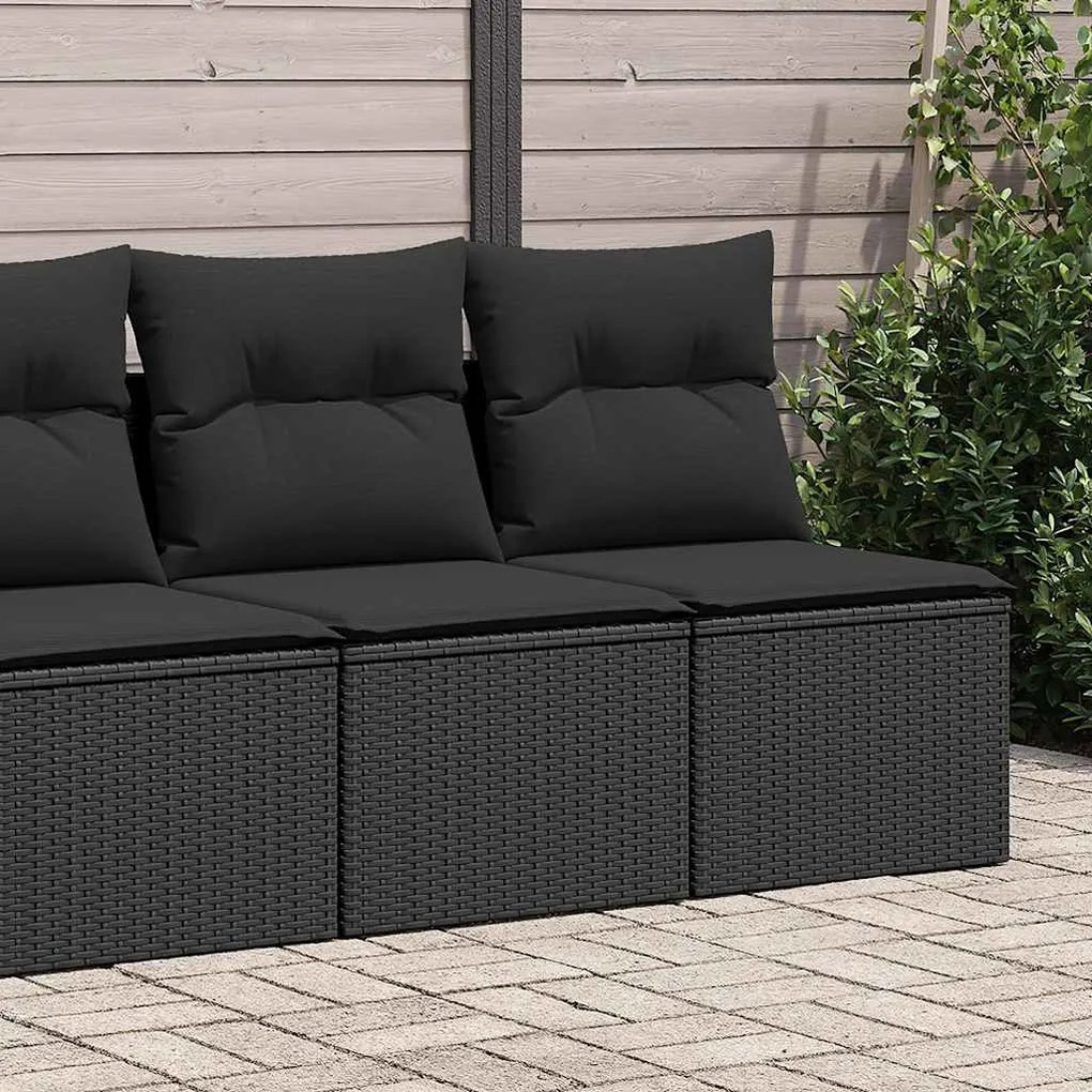 vidaXL 2 pcs conjunto sofás jardim c/ almofadões vime PE/acácia preto