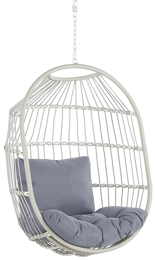 Cadeira suspensa em rattan branco com suporte ALBA Beliani