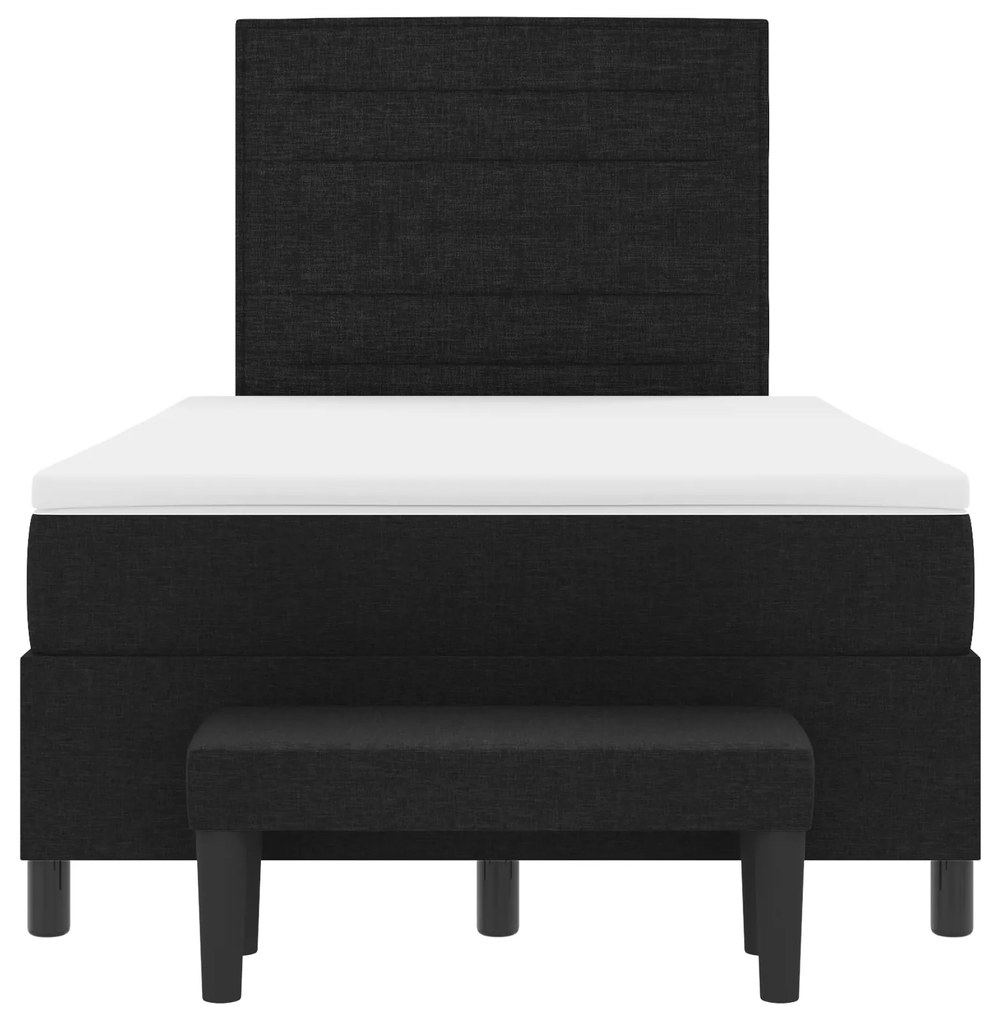 Cama com Box Spring com Colchão e Banco Preto 120x190 cm Tecido