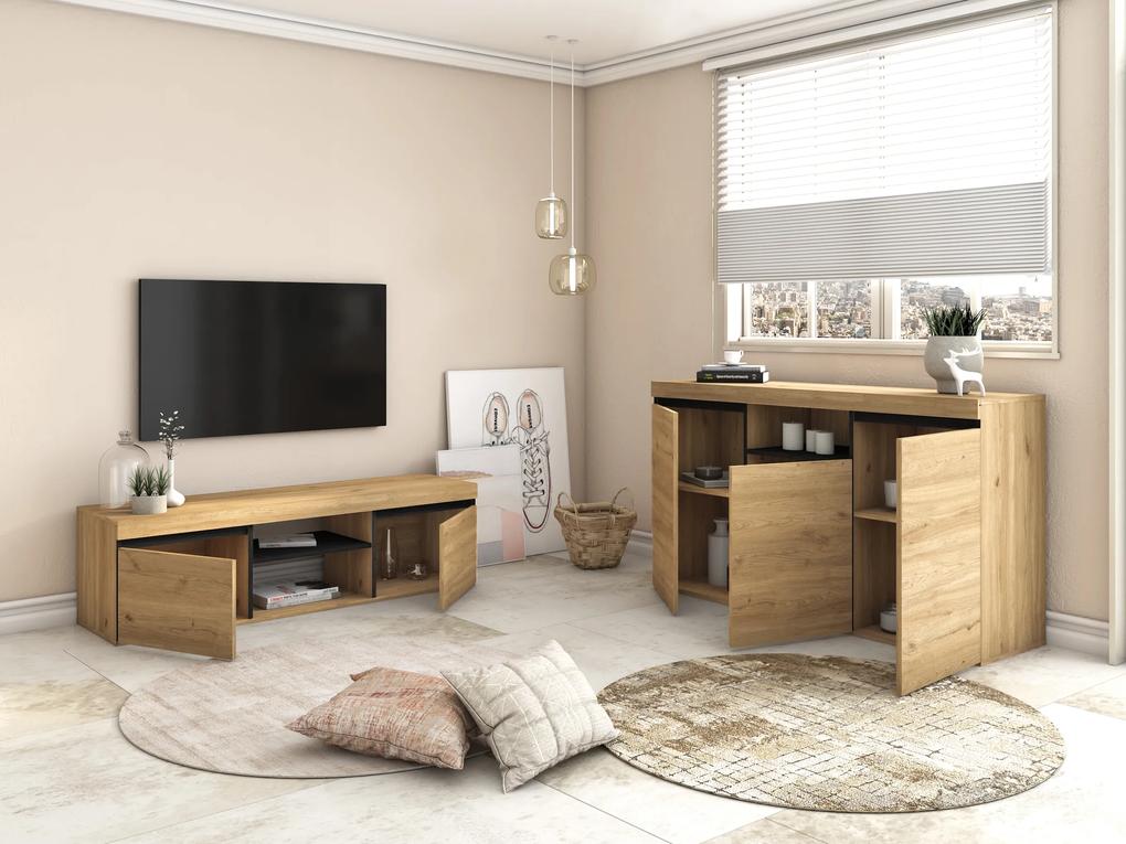 Conjunto de móveis Naturale buffet-móvel  tv 140cm, sala de jantar mobiliário auxiliar, carvalho preto, nórdico
