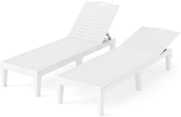 Conjunto de 2 espreguiçadeiras de Jardim 156 x 55 x 83 cm em PP com encosto ajustável em 4 posições Fácil montagem Branco