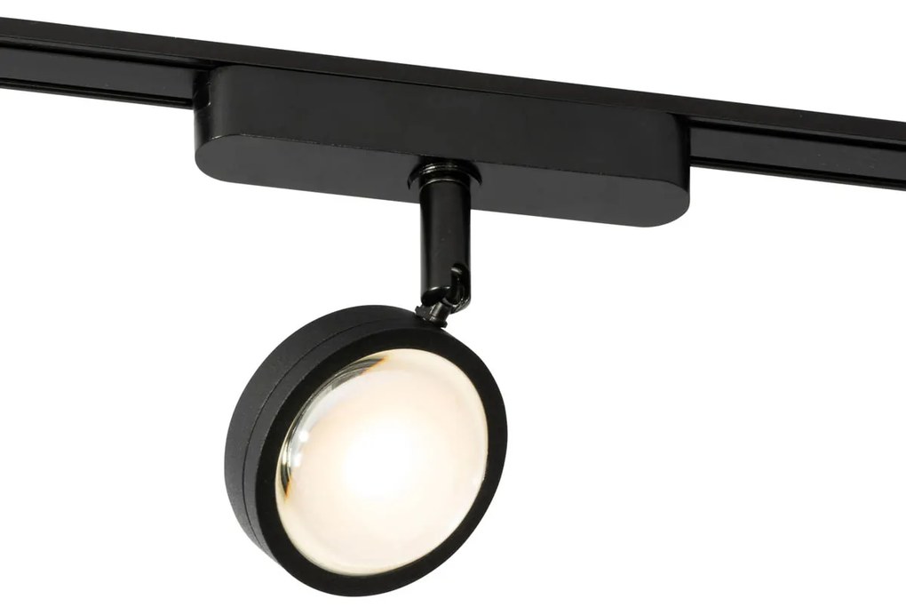 Foco Moderno Preto para Sistema de Trilho Monofásico com LED Rotativo e Inclinável - Magnetic Lance Moderno