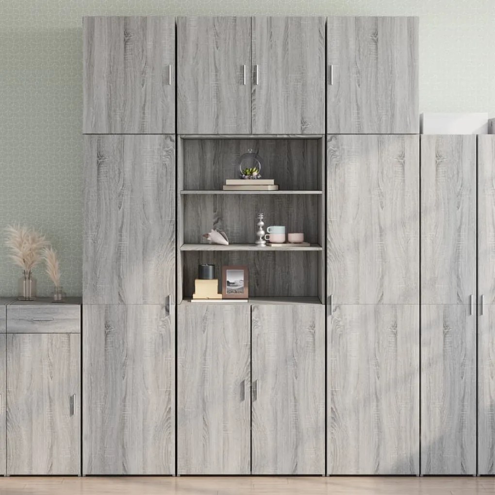 vidaXL Armário alto 80x42,5x249 cm derivados de madeira cinza sonoma