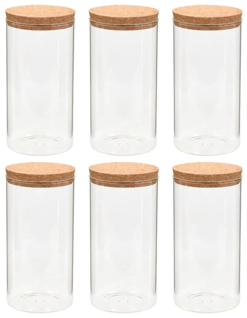 Frascos de vidro com tampas de cortiça 6 pcs 1100 ml