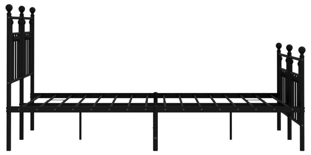 Estrutura de cama com cabeceira e pés 140x190 cm metal preto