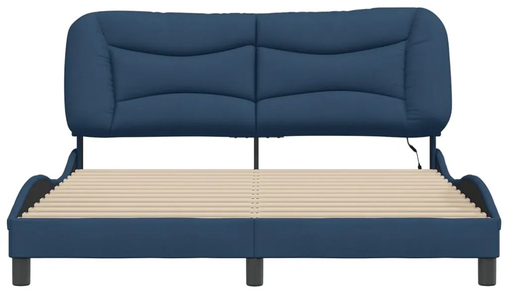 Estrutura de cama com LED sem colchão 160x200 cm tecido azul