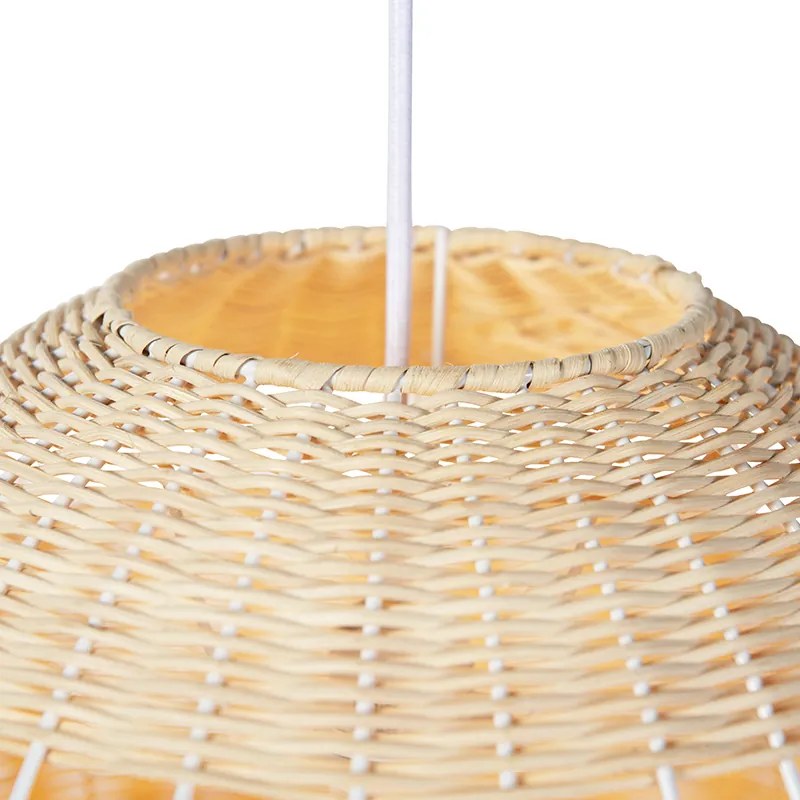 Candeeiro de suspensão rústico em vime - Rattan Art Deco