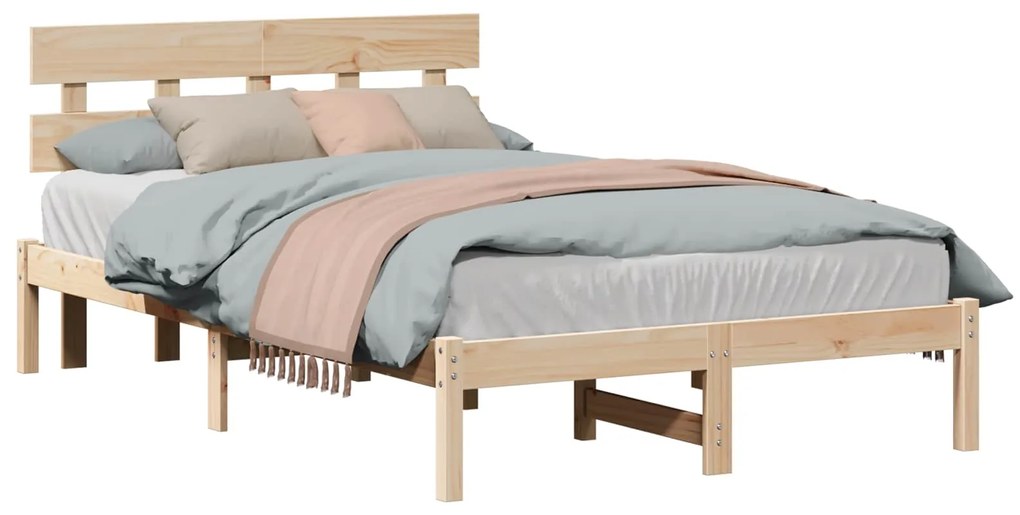 vidaXL Estrutura da Cama Castanho 135 x 190 cm Madeira de pinho maciça