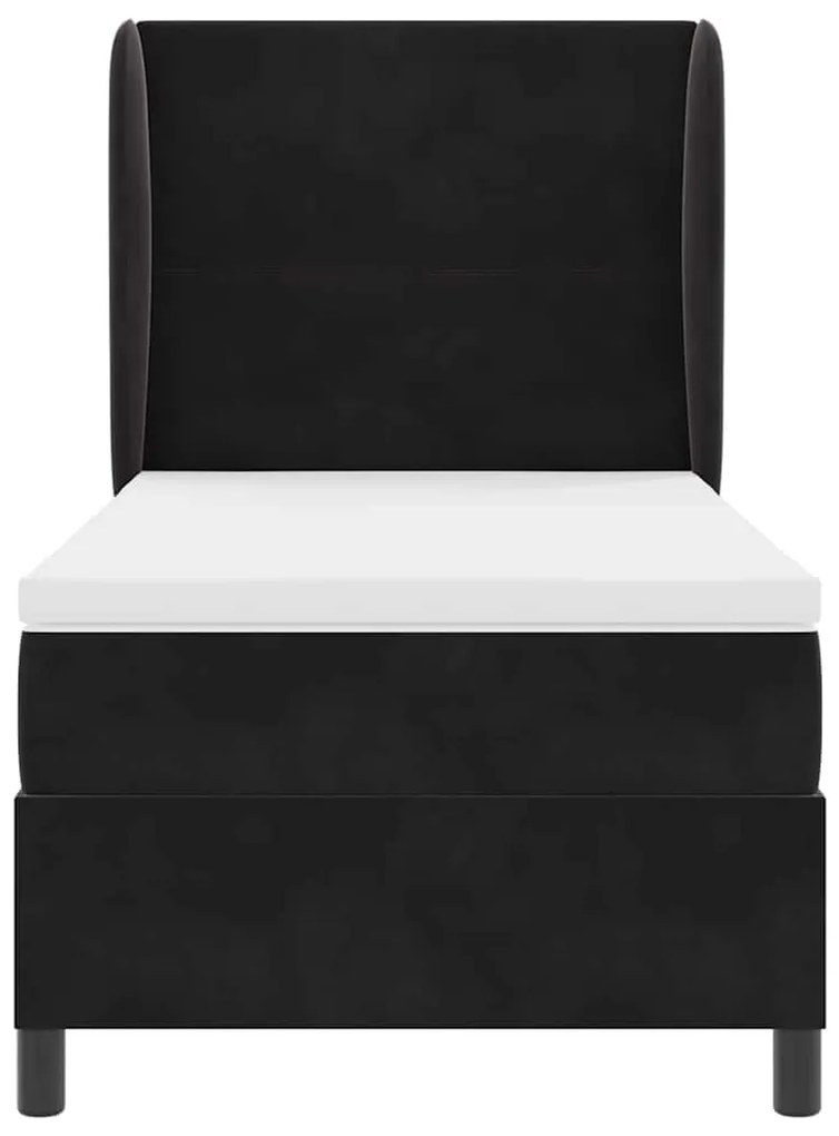 Cama com Estrado e Colchão Preto 100x200 cm em Veludo