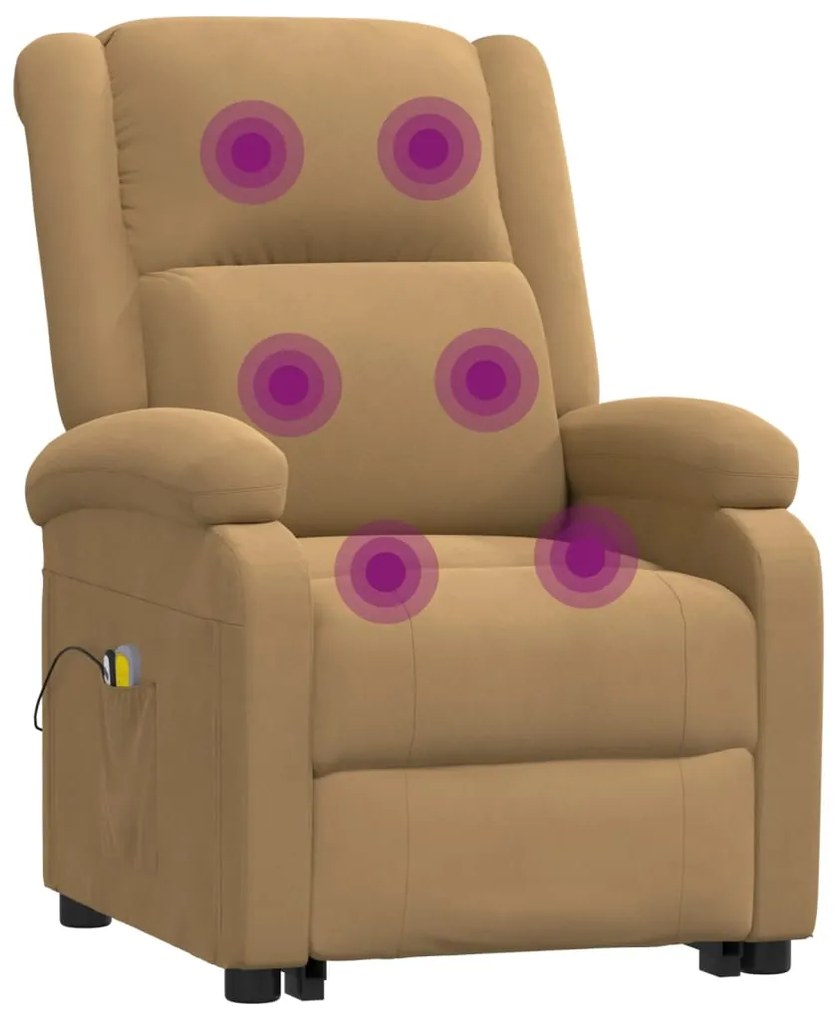 Poltrona elevatória de massagens veludo castanho