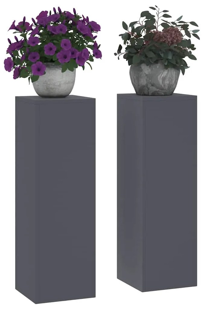 Suportes para Plantas Externos Pilar 2 pcs Antracite 24x24x75 cm Aço