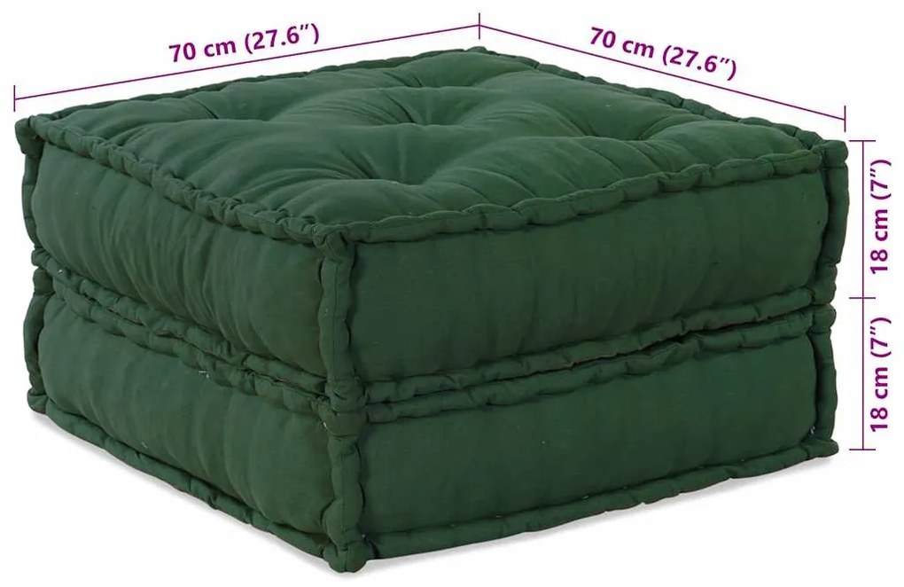 Pufe modular 70x70x36 cm tecido verde