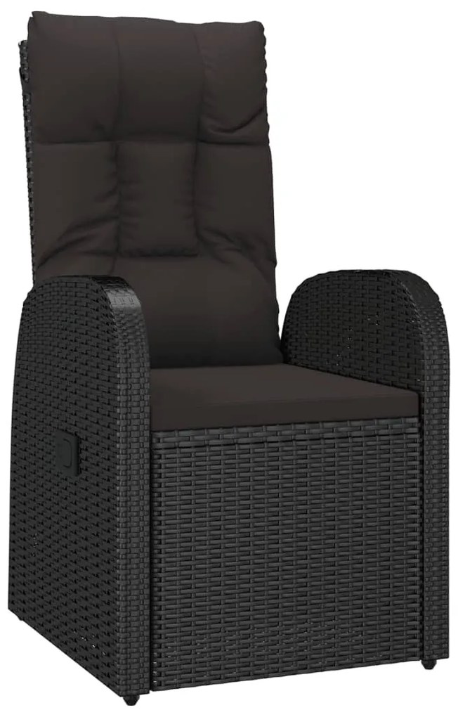 Cadeiras de jardim reclináveis c/ almofadões 2pcs vime PE preto