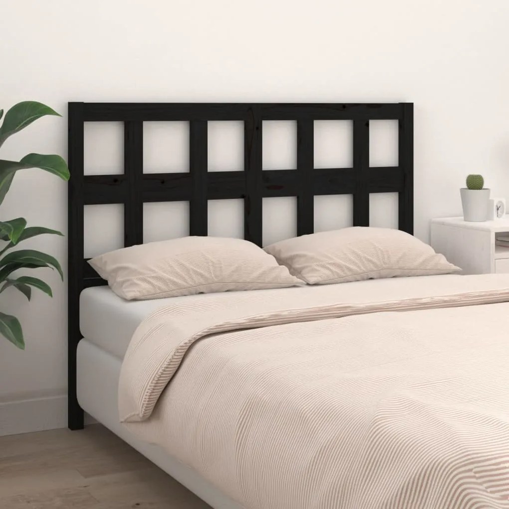 Cabeceira de cama 205,5x4x100 cm pinho maciço preto