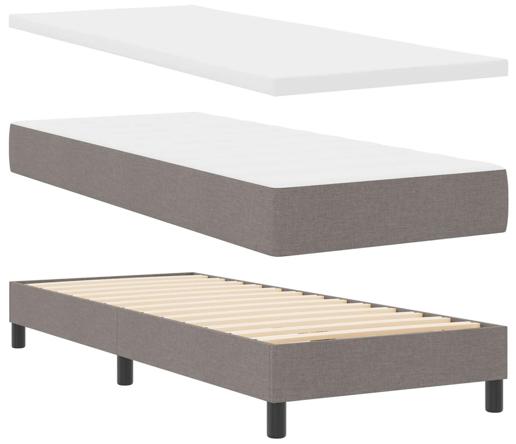 Cama Box Spring com Colchão Taupe 80x200 cm Tecido