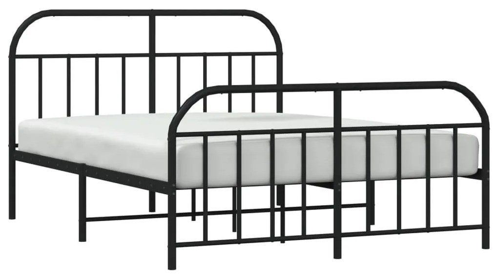 Estrutura de cama com cabeceira e pés 140x190 cm metal preto