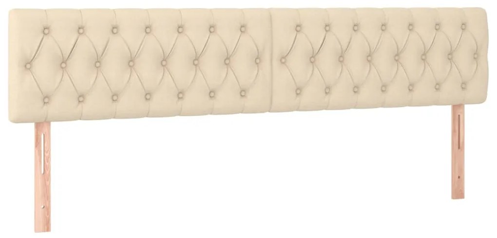 Cabeceira de cama c/ luzes LED tecido 200x7x78/88 cm cor creme