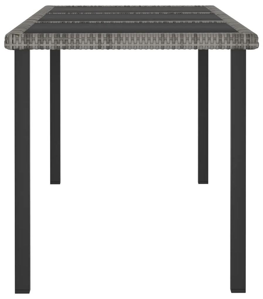 Mesa de jantar para jardim 180x70x73 cm vime PE cinzento