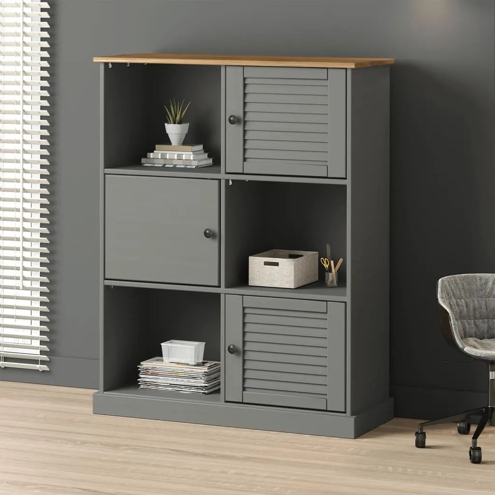 vidaXL Estante VIGO 90x35x114,5 cm madeira de pinho maciça cinzento
