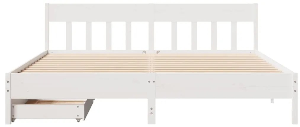 Cama sem colchão 200x200 cm madeira de pinho maciça branco